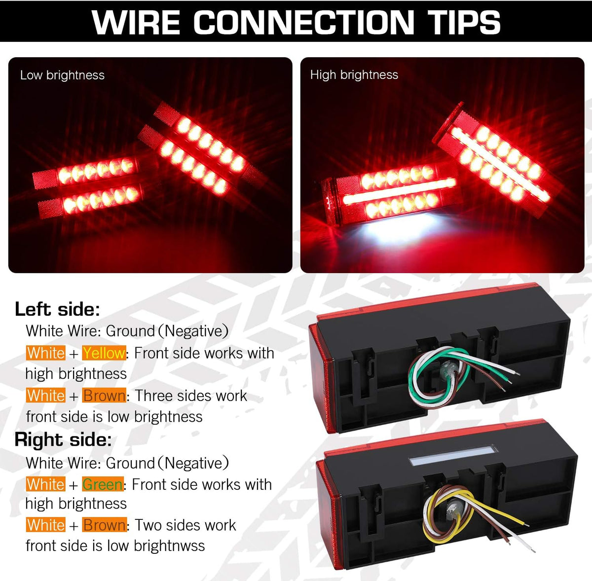 Submersible LED Trailer Light Kit, Waterproof Tail Lights W904093