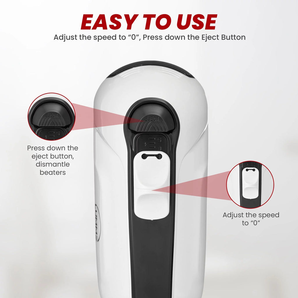 Grey Electric Hand Mixer with 5 Speeds, 2 Beaters, 2 Dough Hooks, Storage Case K5992