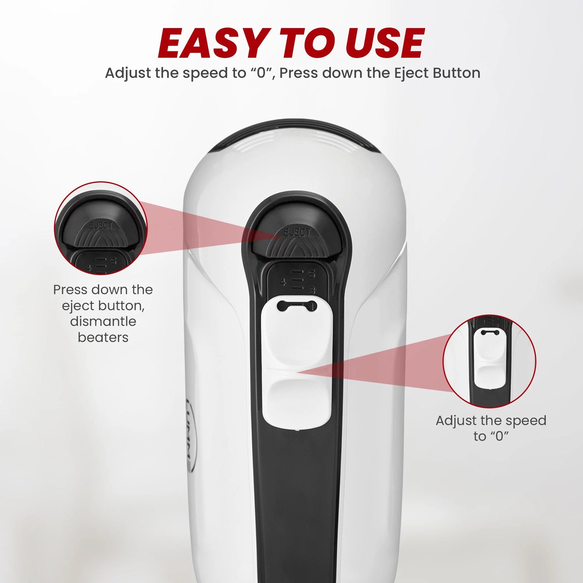 Grey Electric Hand Mixer with 5 Speeds, 2 Beaters, 2 Dough Hooks, Storage Case K5992