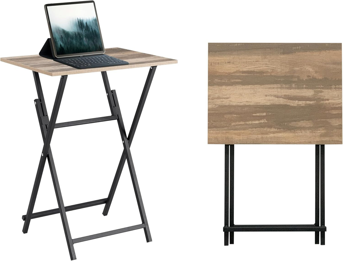 Rustic Brown Black TV Tray Table 2-Piece Portable Tables I753653