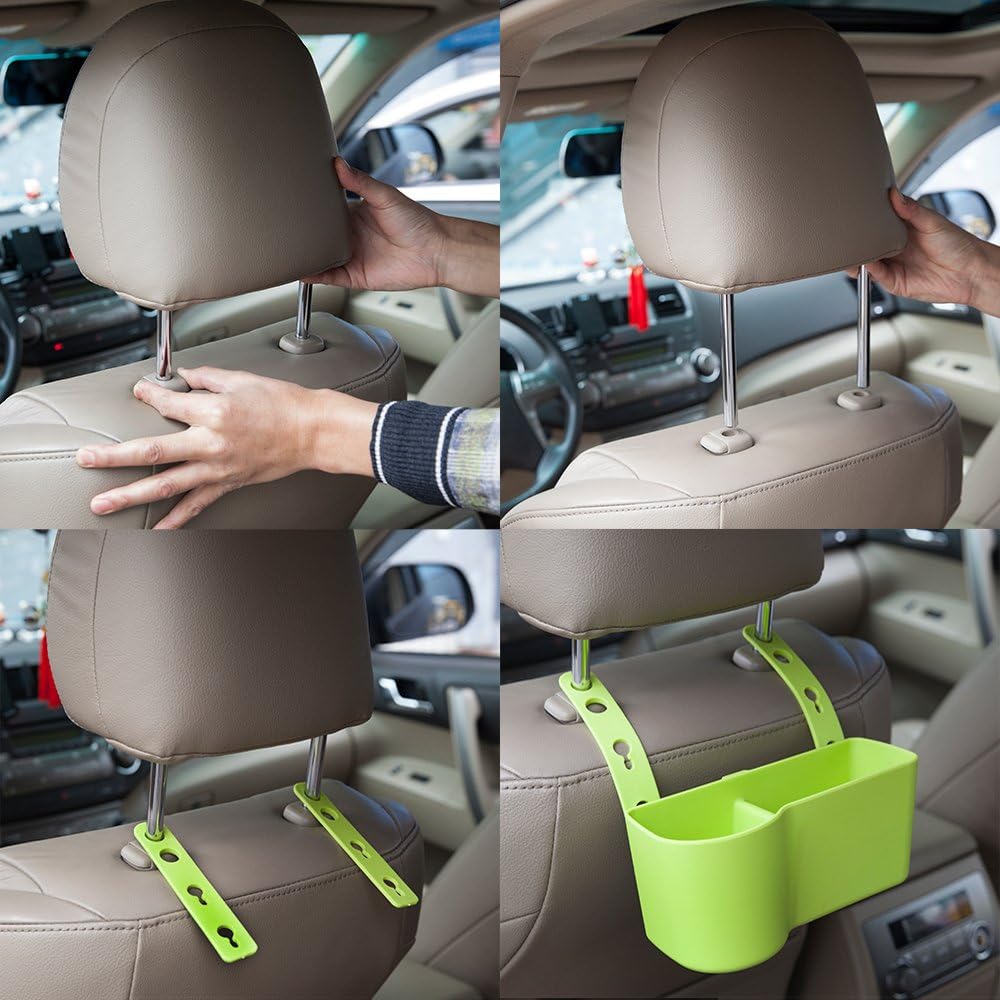 Black Car Headrest Seat Back Organizer with Cup Holder Q687