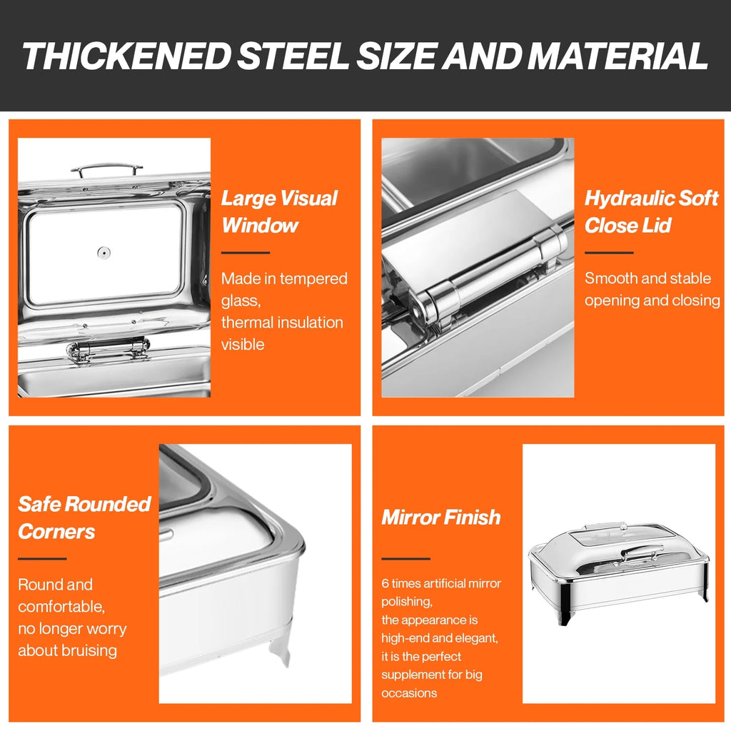 Electric Buffet Server Food Warmer with Glass Window S3499