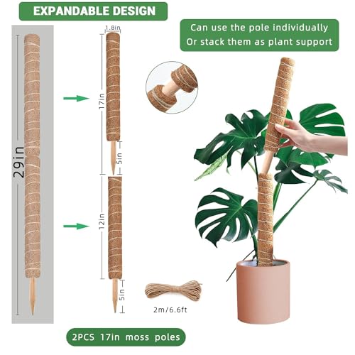 Moss Pole -2 Pack 17 Inch Plant Support Stakes M609