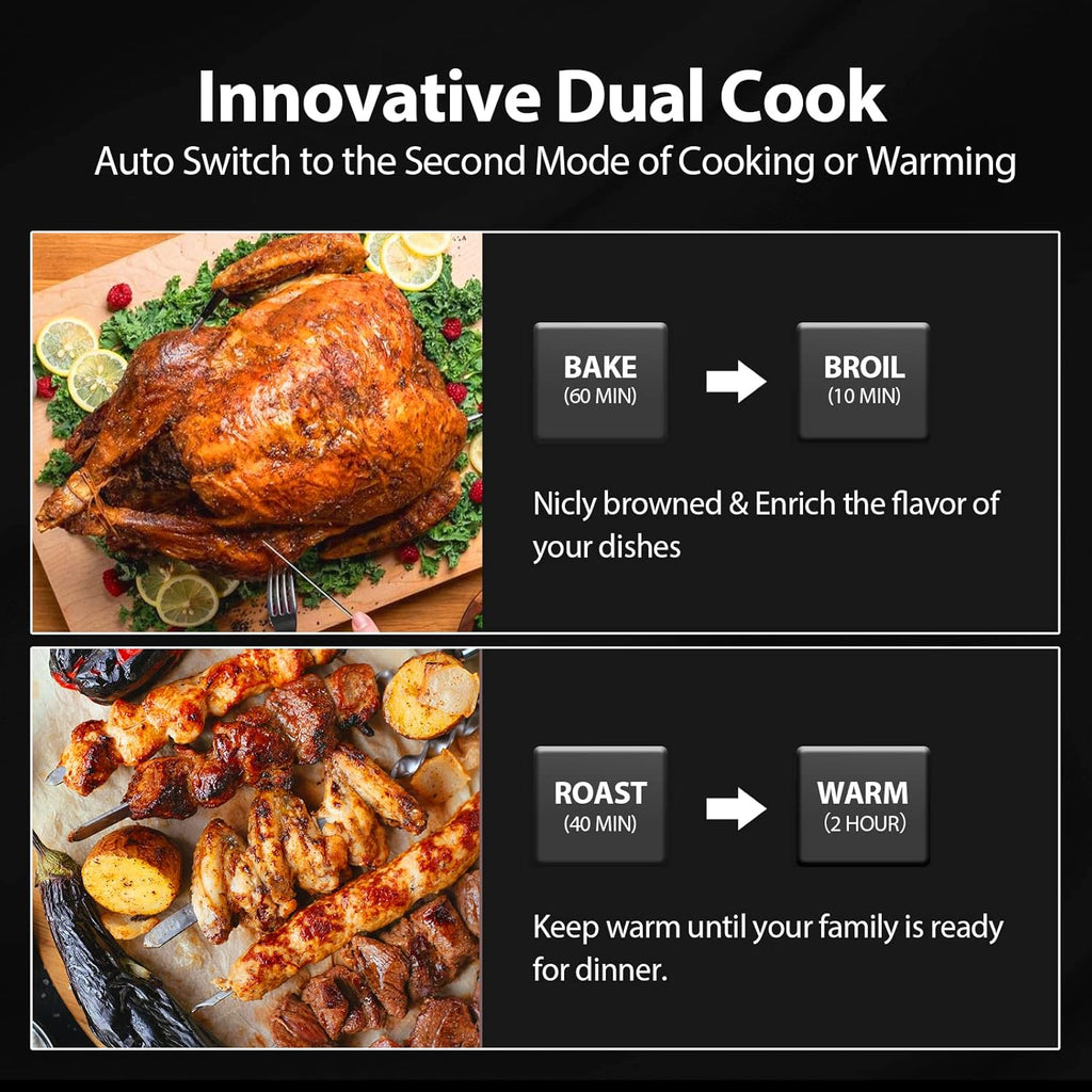 32QT Extra Large Digital Convection Oven Air Fryer Combo with Rotisserie and Dehydrator, Black T466810
