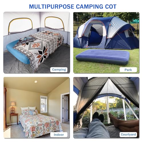 Folding Camping Cot with Inflatable Air Mattress and Carry Bag O91224