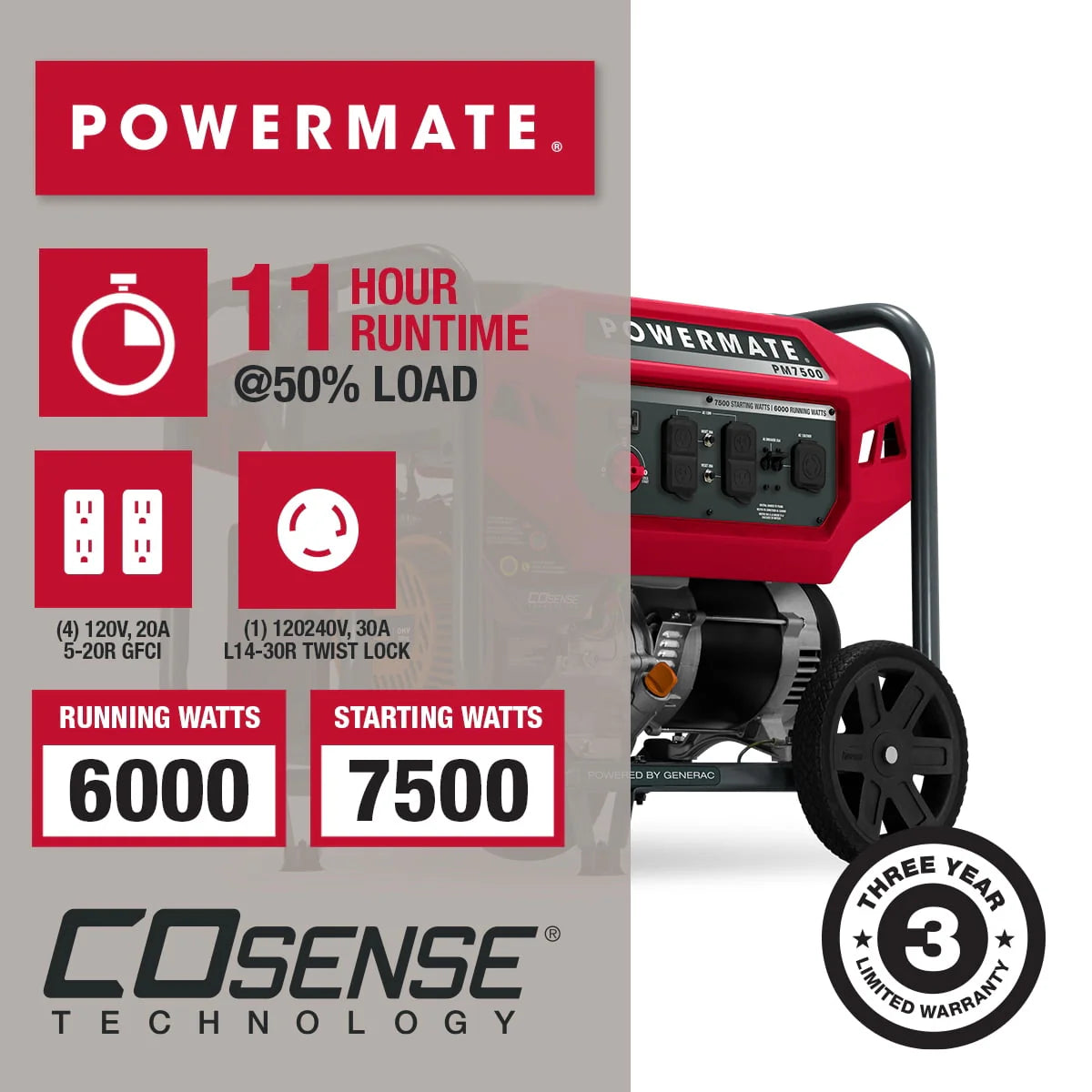 7500 Watt Dual Fuel Portable Generator C287239