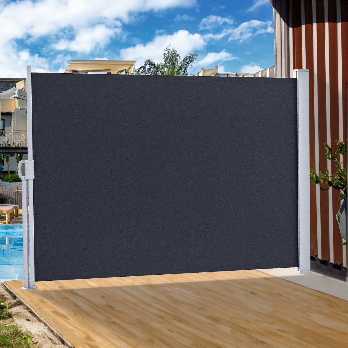Gray Retractable Side Awning 118''X 78'' Privacy Screen W285