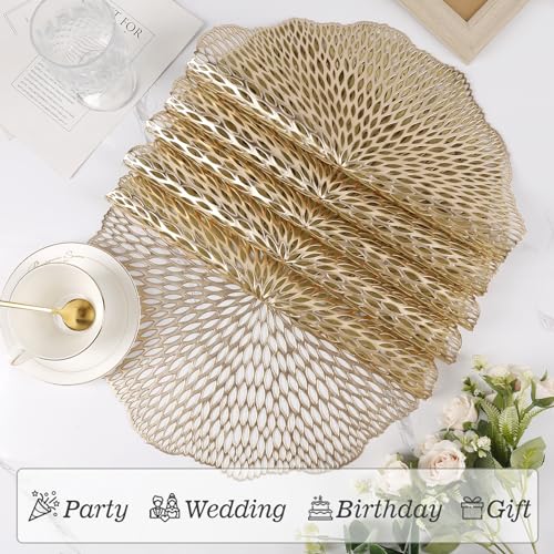 Set of 6 Gold Heat Resistant Vinyl Placemats A74710