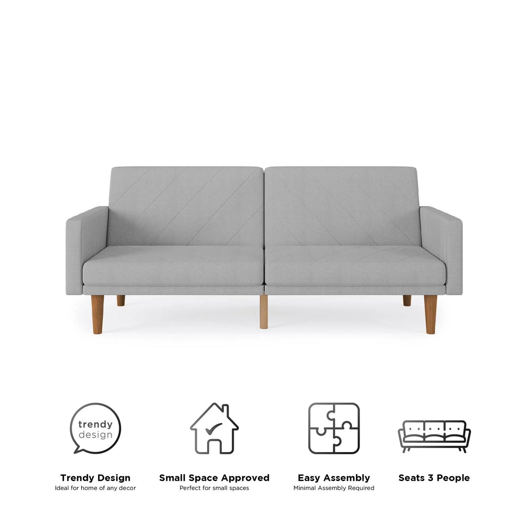 Light Gray Linen Convertible Sofa Bed with USB Port J915393