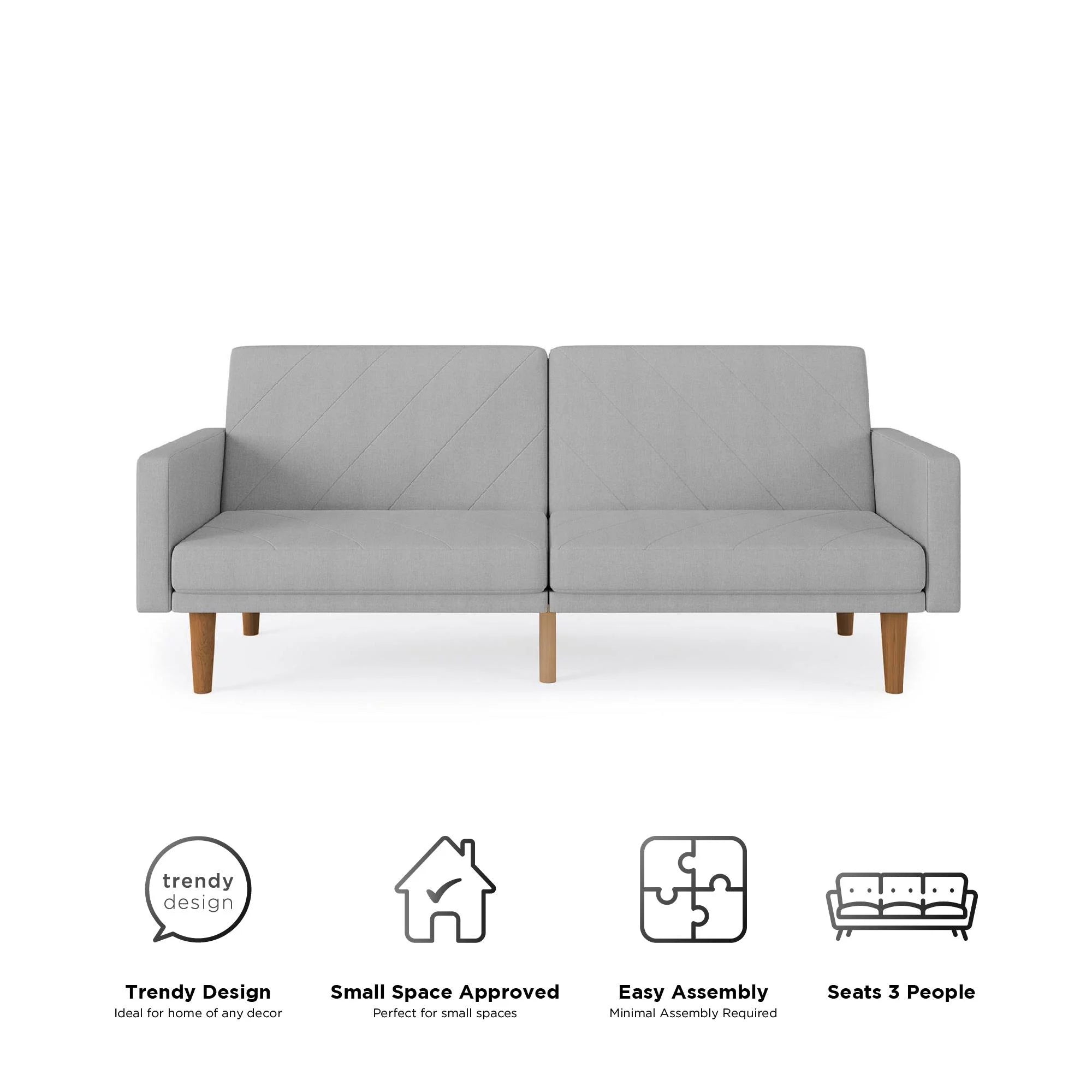 Light Gray Linen Convertible Sofa Bed with USB Port J915393