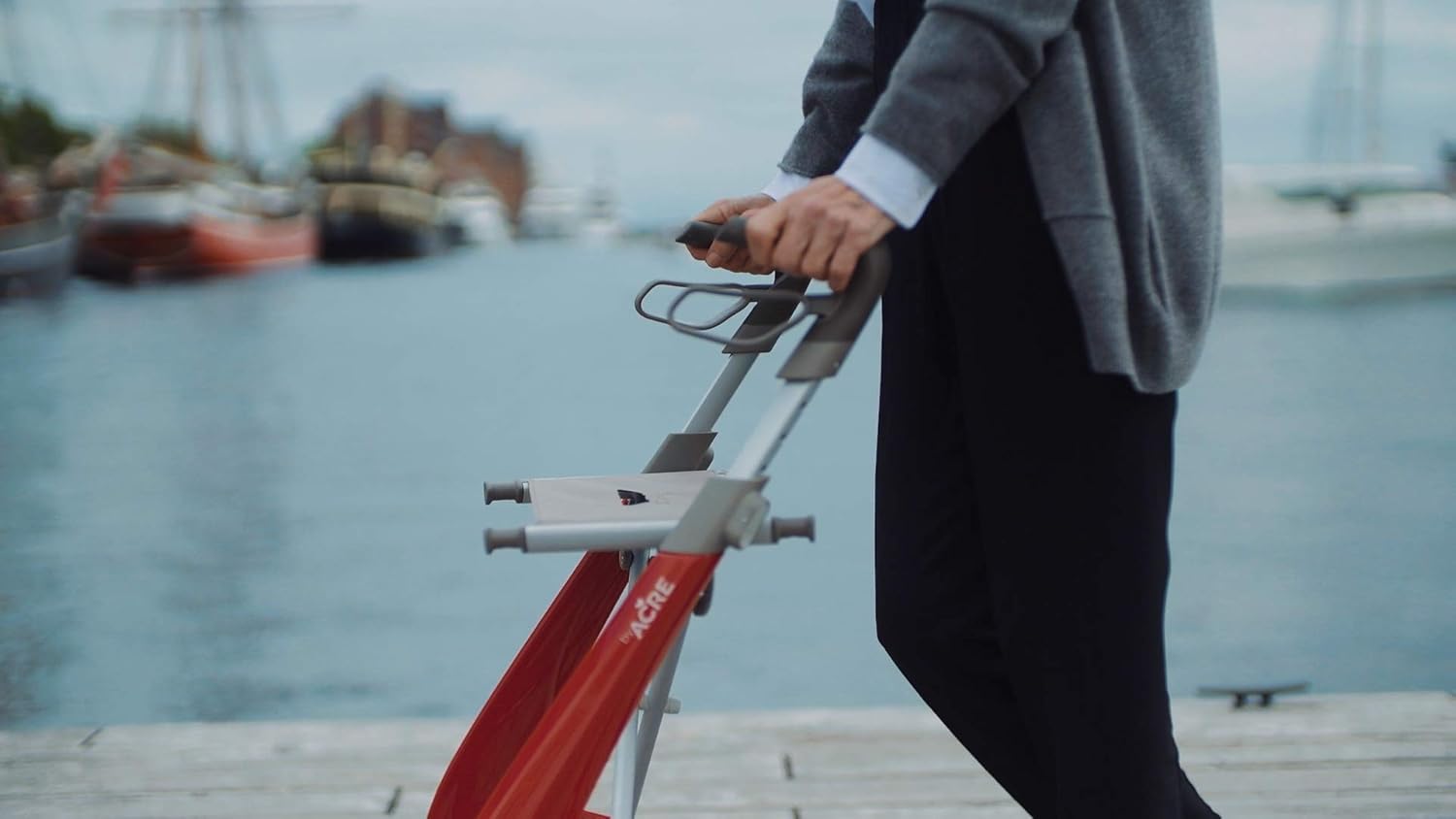 Red Carbon Ultralight Rollator Walker with Organizer Bag, Wide Track, 18.5" x 24" Seat U8942