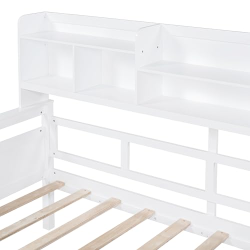 Twin Size Wood Daybed with Shelf and 2 Storage Drawers W516591