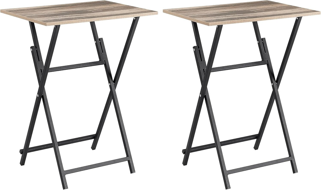 Rustic Brown Black TV Tray Table 2-Piece Portable Tables I753653