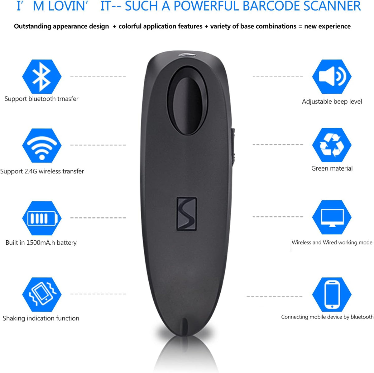 2 Pack Bluetooth Wireless Barcode Scanner O121