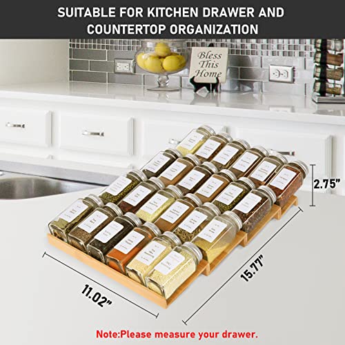 Bamboo 4 Tier Spice Drawer Organizer with 28 Spice Jars G7428