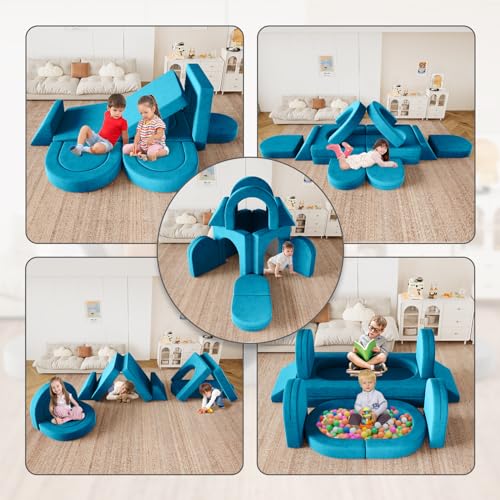 12PCS Modular Toddler Couch with Triangular Cushions and Arches (Gray) A818