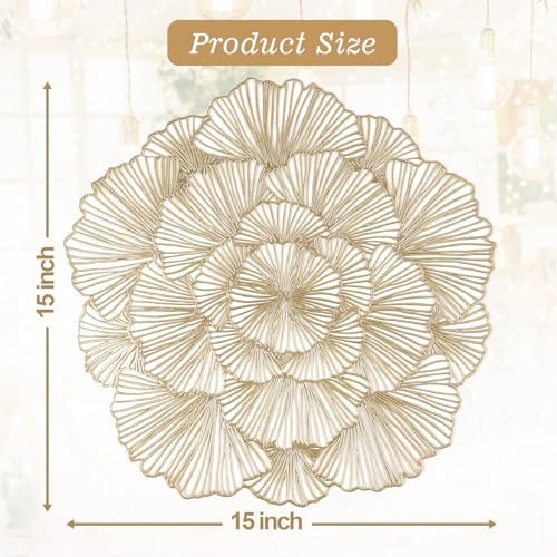 Set of 6 Gold Heat Resistant Vinyl Placemats A74710
