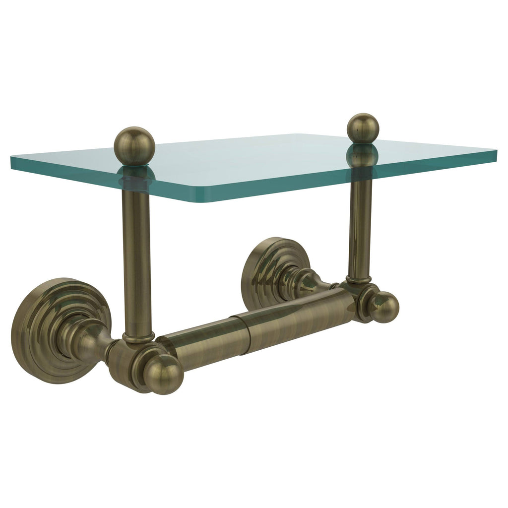Black Matte Two Post Toilet Tissue Holder with Glass Shelf H62145
