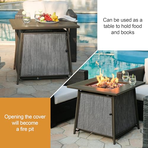 Black 28 inch Propane Fire Pit Table H16682