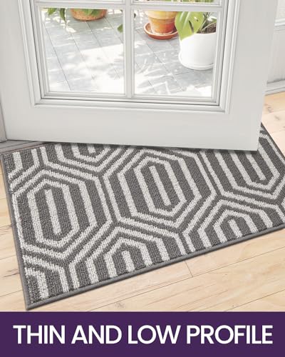 Non Slip Washable Entry Doormat, 35"X59", Grey Q611