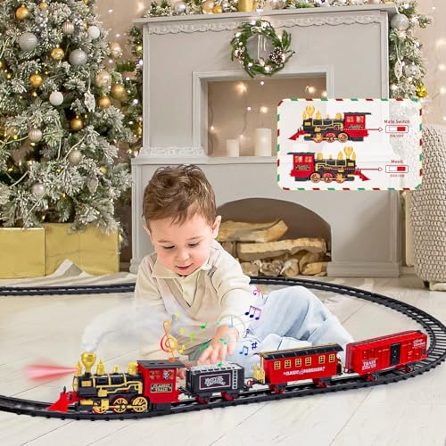 Electric Train Toy with Steam Locomotive, Tracks, Lights & Sound X5303