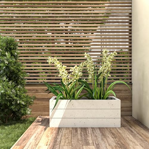 Rectangular Fiberstone and Clay Planter with Drainage Holes (Brown) G182