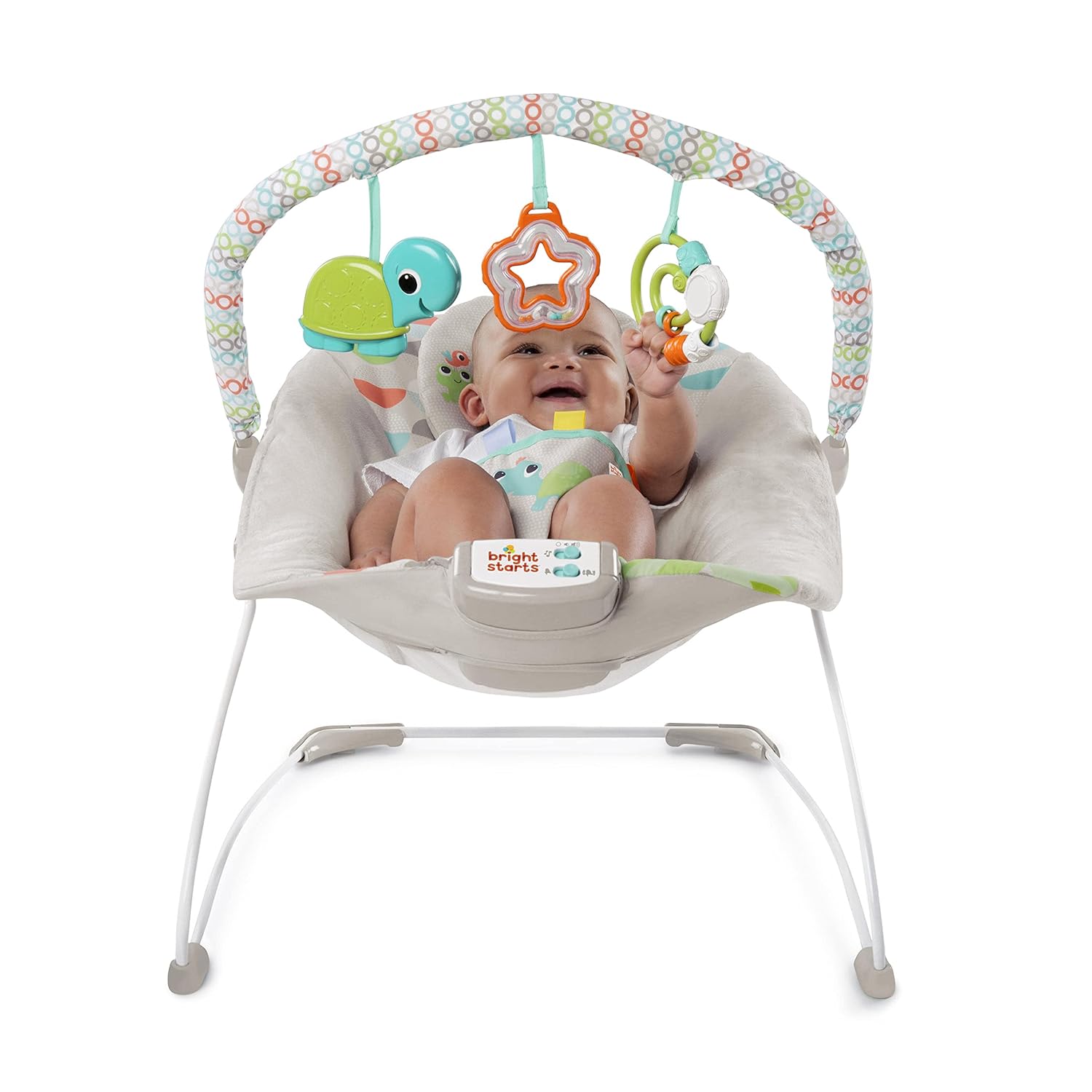 Baby Bouncer Infant Seat with Vibrations, Music, Removable Toy Bar J5007