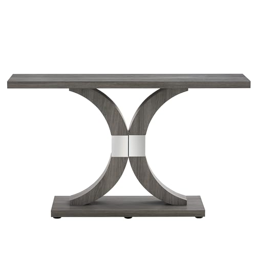 55 inch Gray Console Table with Geometric Base V845420