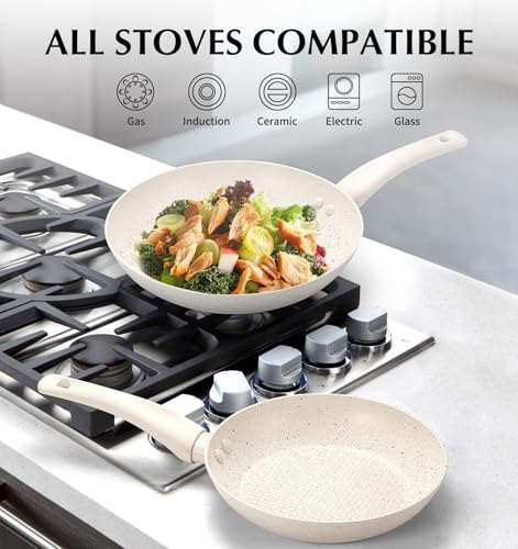 White 10 Inch Nonstick Marble Frying Pan I726