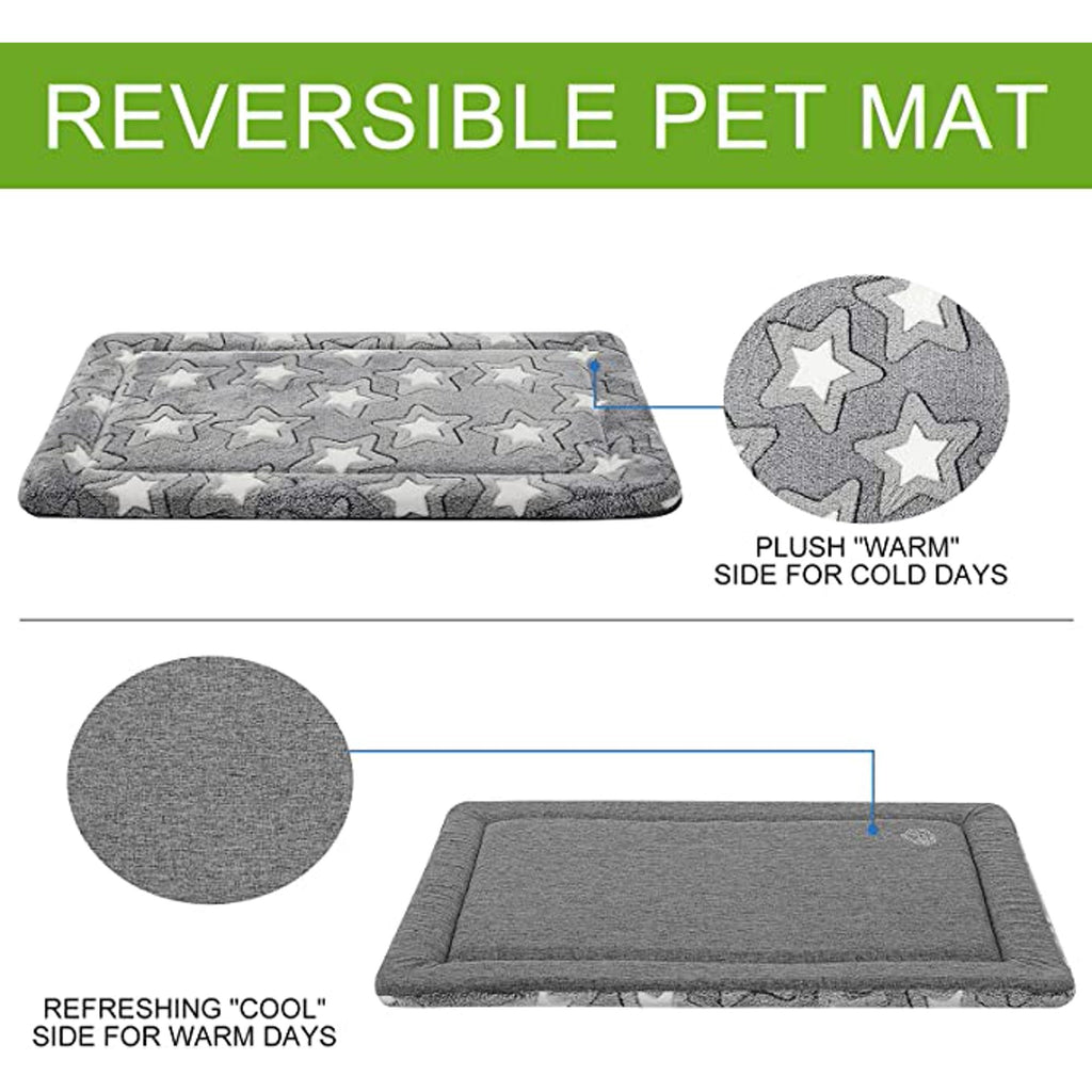 Reversible Machine Washable Grey Dog Crate Pad N4288