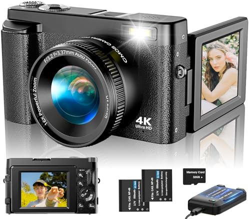48MP Digital Camera with 16X Digital Zoom, 3" Flip Screen, 2 Batteries L645