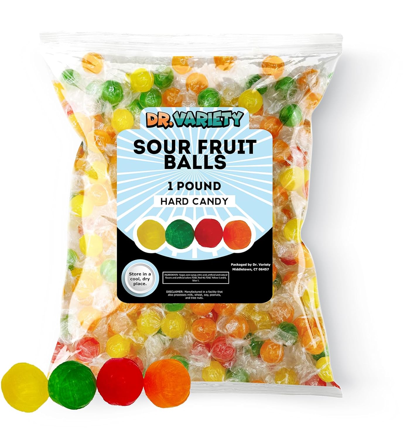 Assorted Fruit Sour Balls Hard Candy (1lb) A565