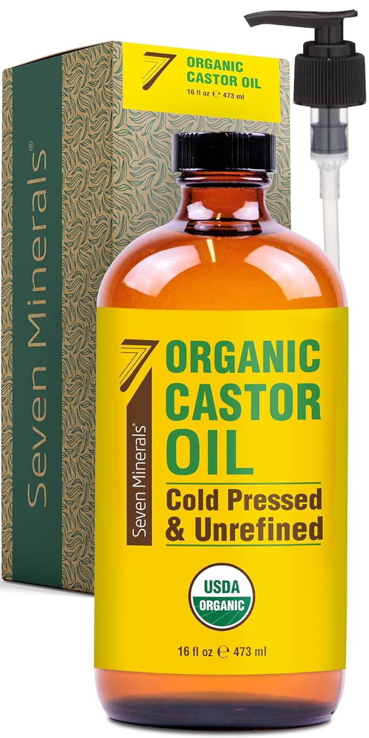 16 fl oz Glass Bottle Castor Oil Organic Cold Pressed Unrefined T299
