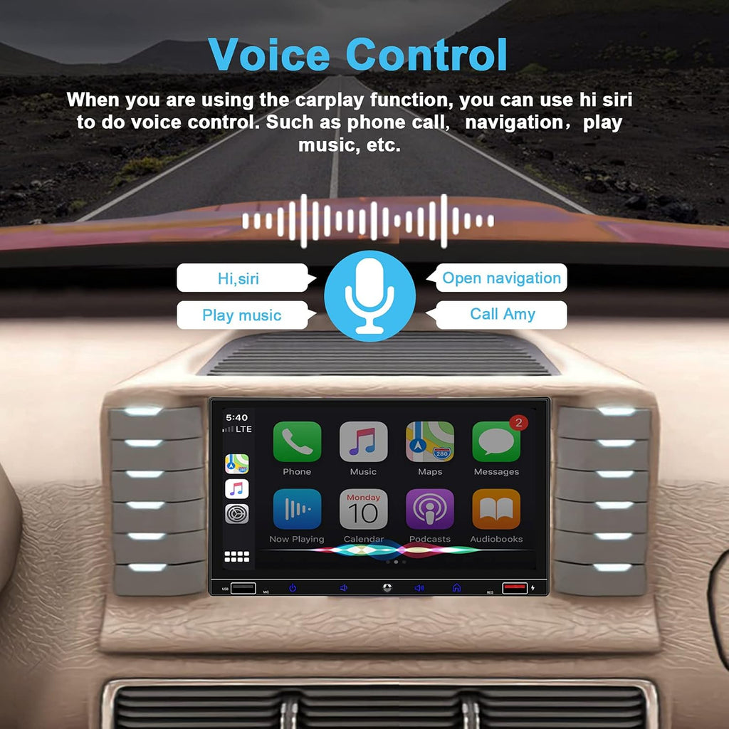 7 Inch Double Din Car Stereo with Touchscreen Bluetooth I30809