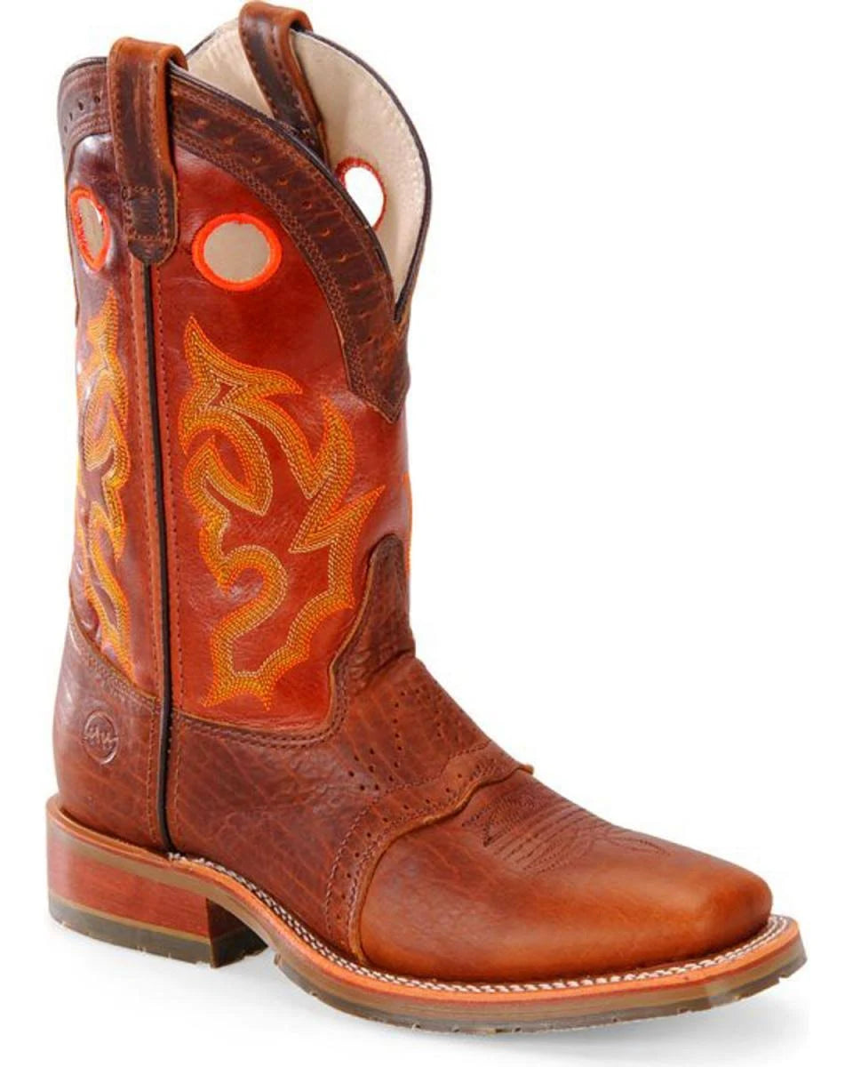Brown Wide Square Toe Men's Boots E6813