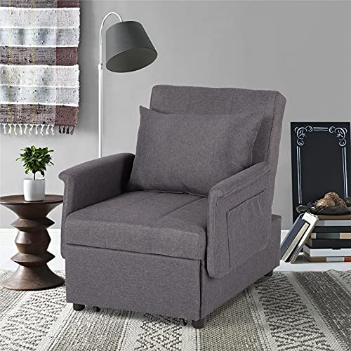 Black 3 in 1 Pull Out Sleeper Sofa Chair with Pillow X42019