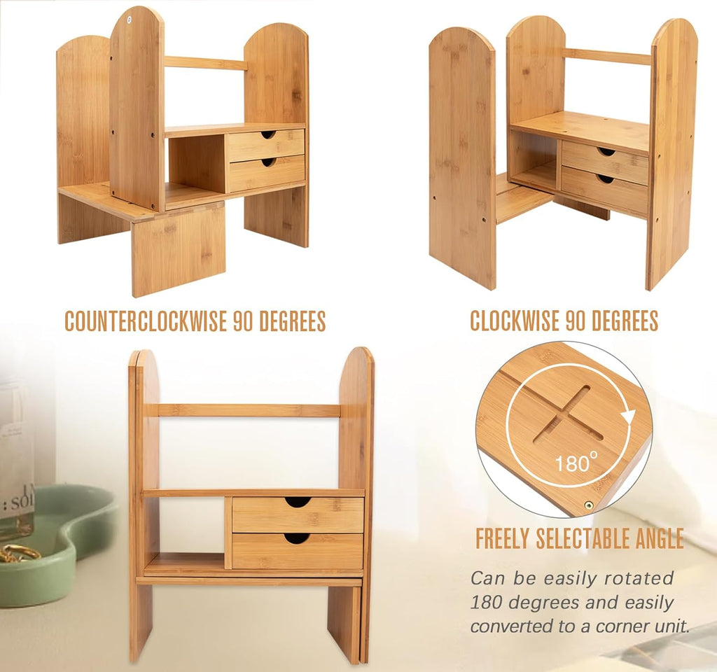 Bamboo Desktop Bookshelf Organizer Q400