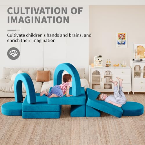 12PCS Modular Toddler Couch with Triangular Cushions and Arches (Gray) A818