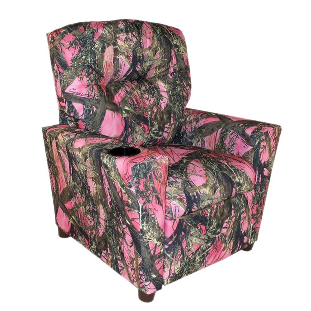 Child Recliner with Cup Holder Camouflage Pink H601535