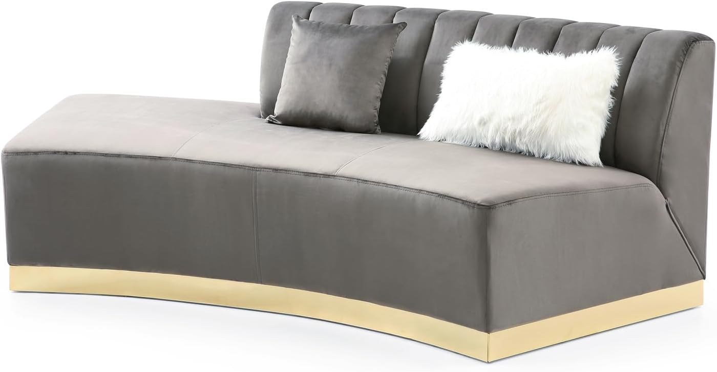 Dark Gray Armless Velvet Curved Sofa A57320