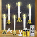 6 Set Gold LED Flameless Taper Candles with Timer C470