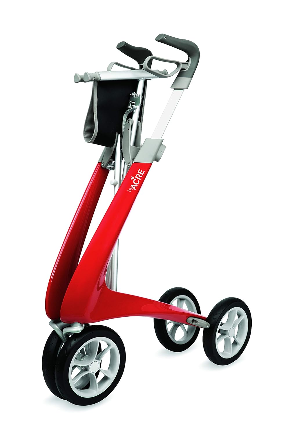Red Carbon Ultralight Rollator Walker with Organizer Bag, Wide Track, 18.5" x 24" Seat U8942