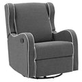 Dark Gray Fabric Upholstered Swivel Gliding Recliner L328