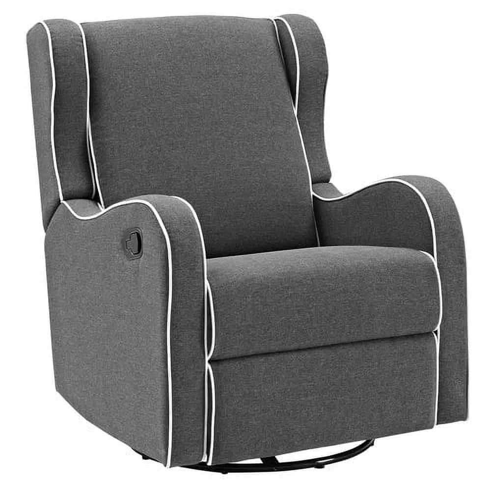 Dark Gray Fabric Upholstered Swivel Gliding Recliner L328