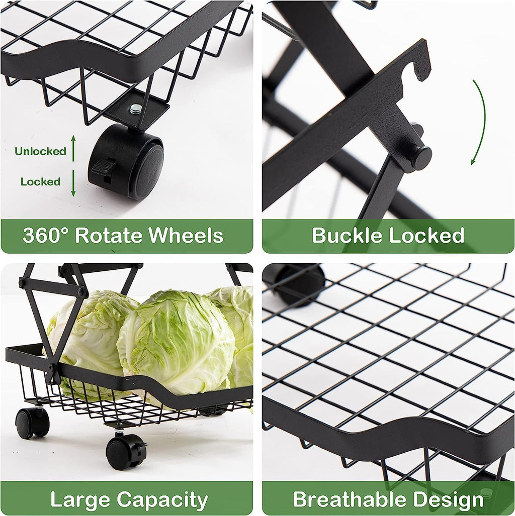 5 Tier Foldable Rolling Storage Cart with Lockable Wheels B1205