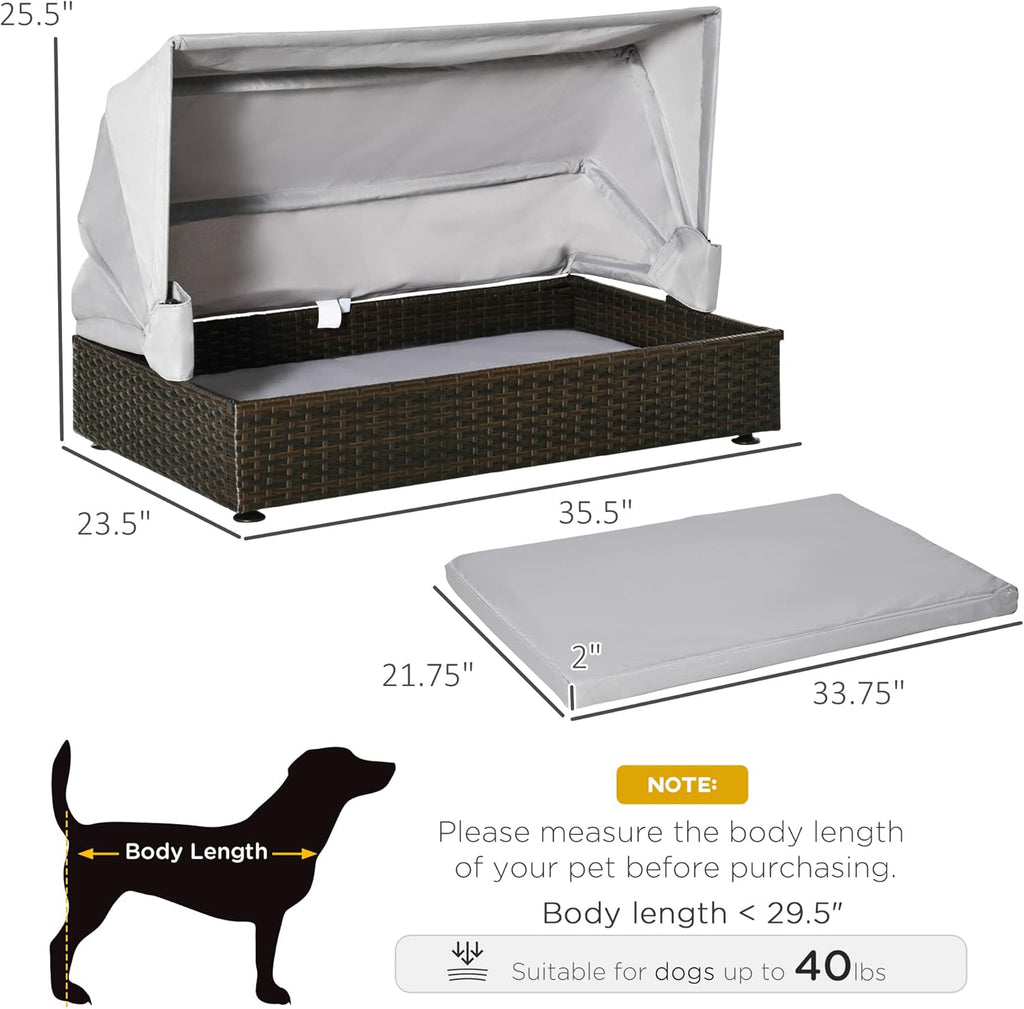 Elevated Rattan Pet Sofa with Waterproof Cushion O904