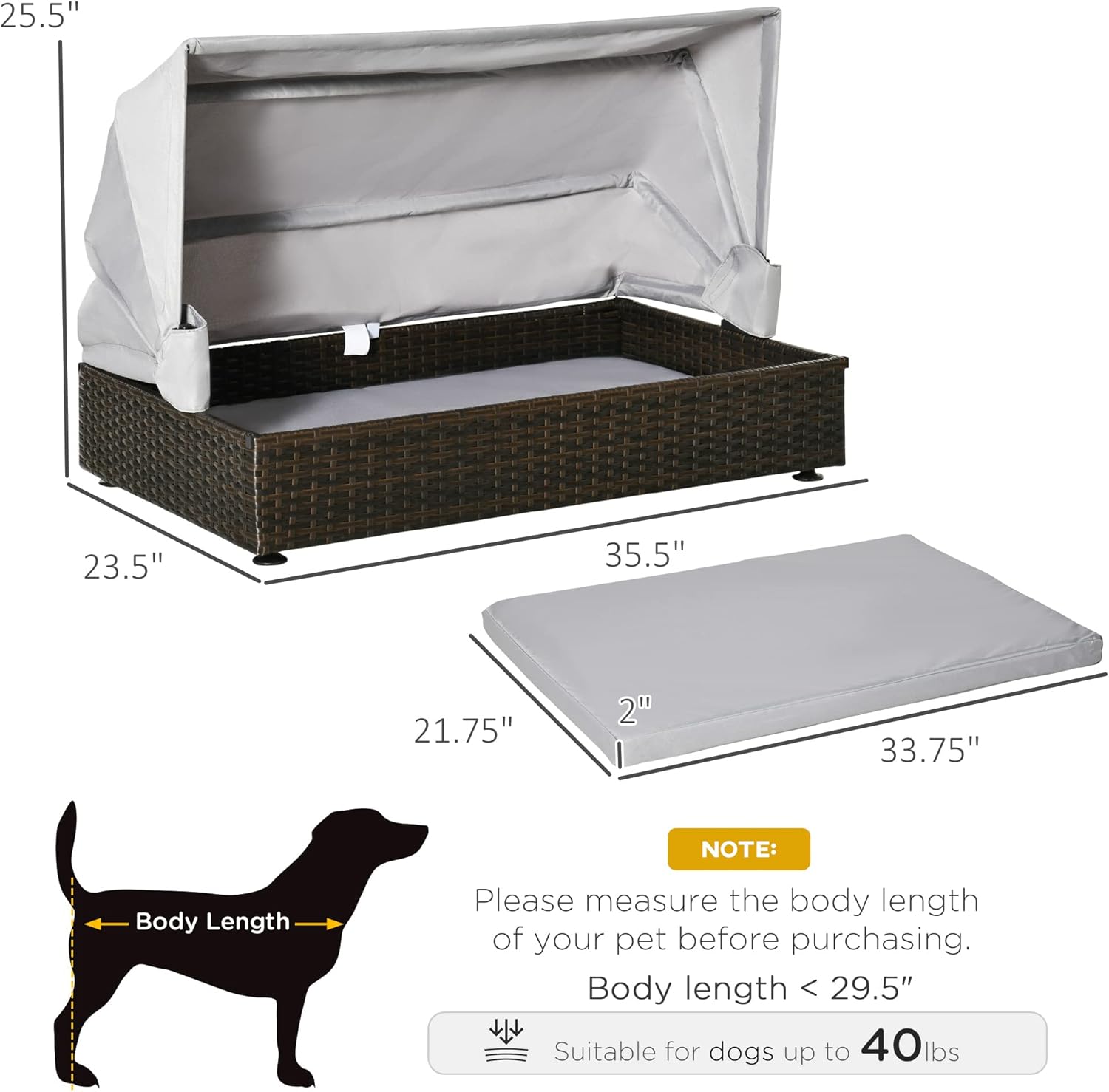 Elevated Rattan Pet Sofa with Waterproof Cushion O904