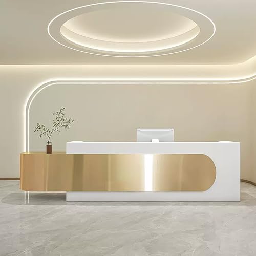 Reception Desk with LED Lights & Glass Top and Lockable Drawer (64IN) D2775