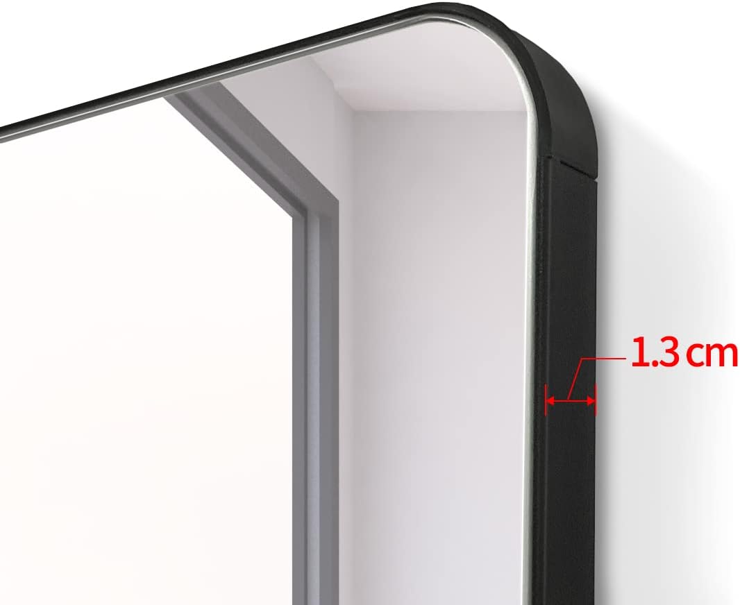 Black Aluminum Alloy Frame Pivot Rectangle Bathroom Mirror P439137