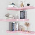 Black Solid Wood Corner Floating Shelves Set of 3 J596197